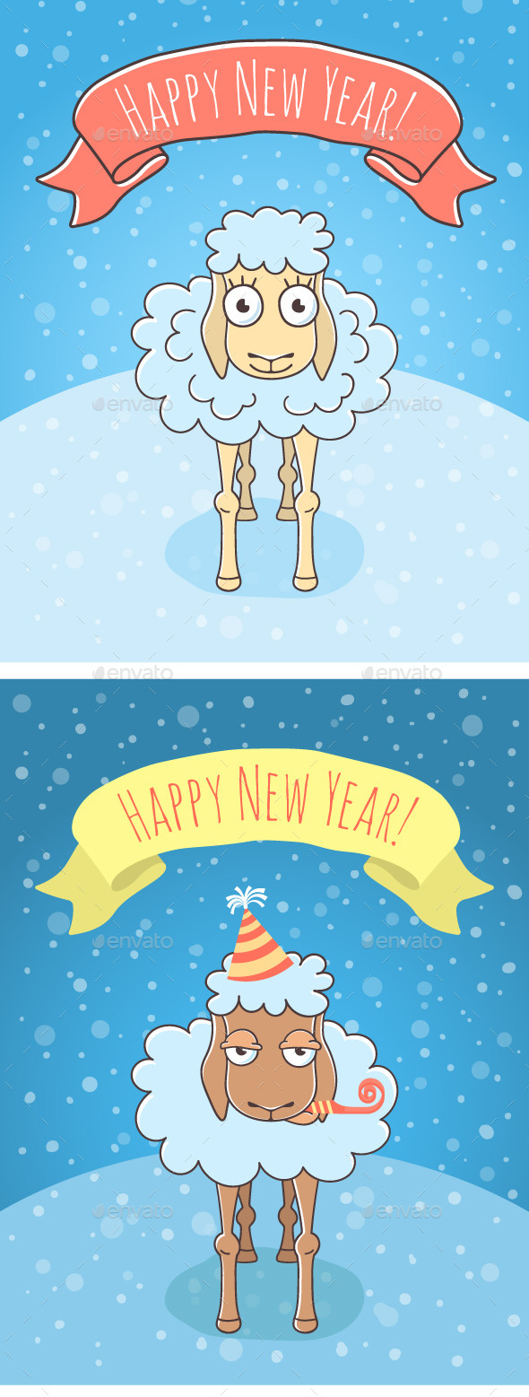 New Year Sheep and Lamb - Animals Characters