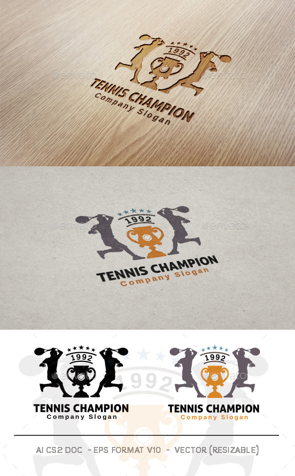 Tennis Champion Logo - Humans Logo Templates