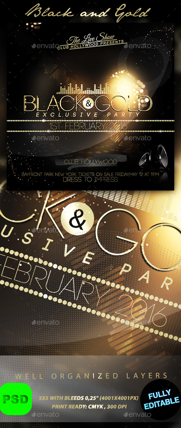 Black and Gold Flyer - Events Flyers