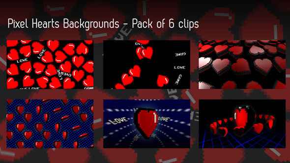 Pixel Heart Background - Pack Of 6  alt