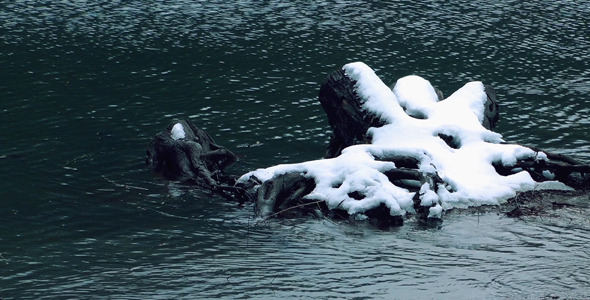 Lake and Snow on Woods alt
