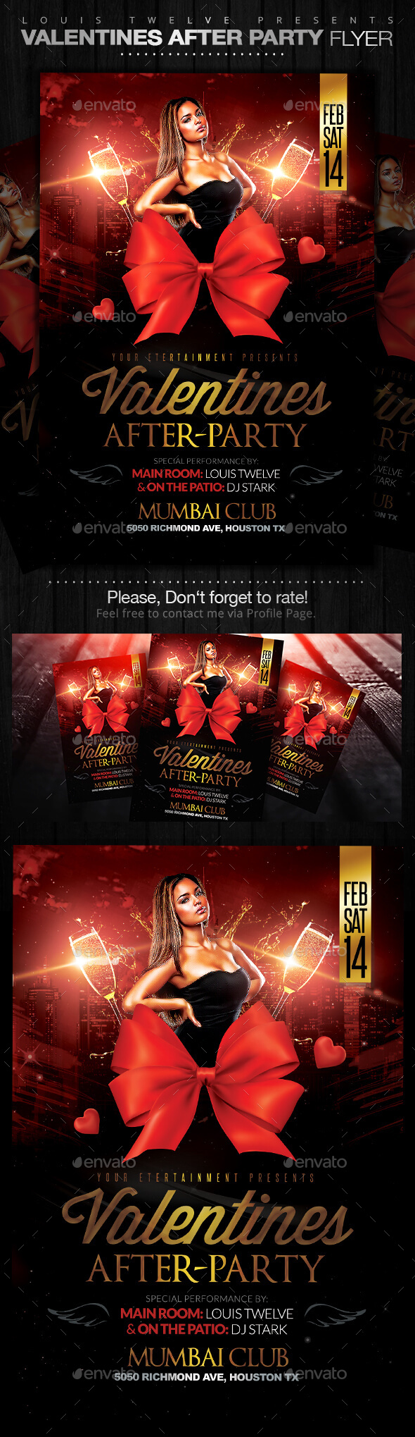 Valentines After Party Flyer Template - Clubs & Parties Events