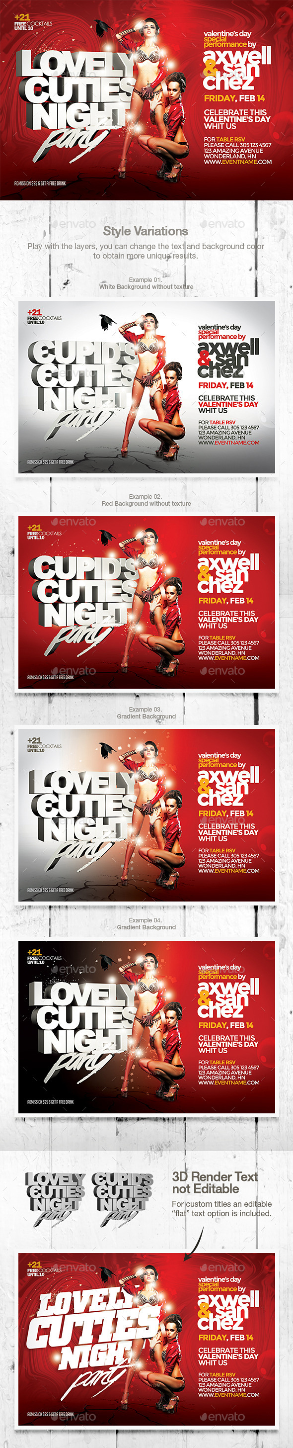 Valentine's Day Lovely Cuties Flyer Template - Events Flyers