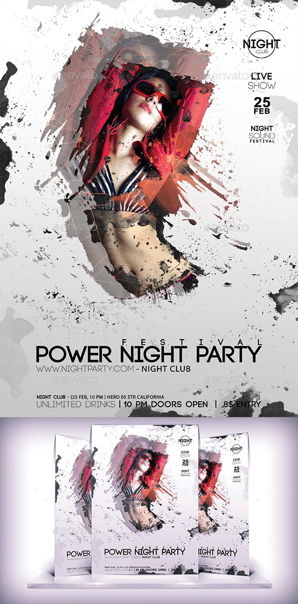 Power Night Party Flyer - Flyers Print Templates