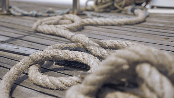 Rope on a Wooden Sailing Boat
