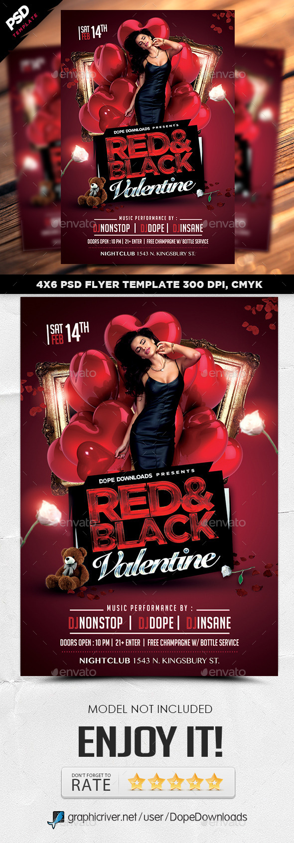 Red & Black Valentine Flyer Template - Holidays Events