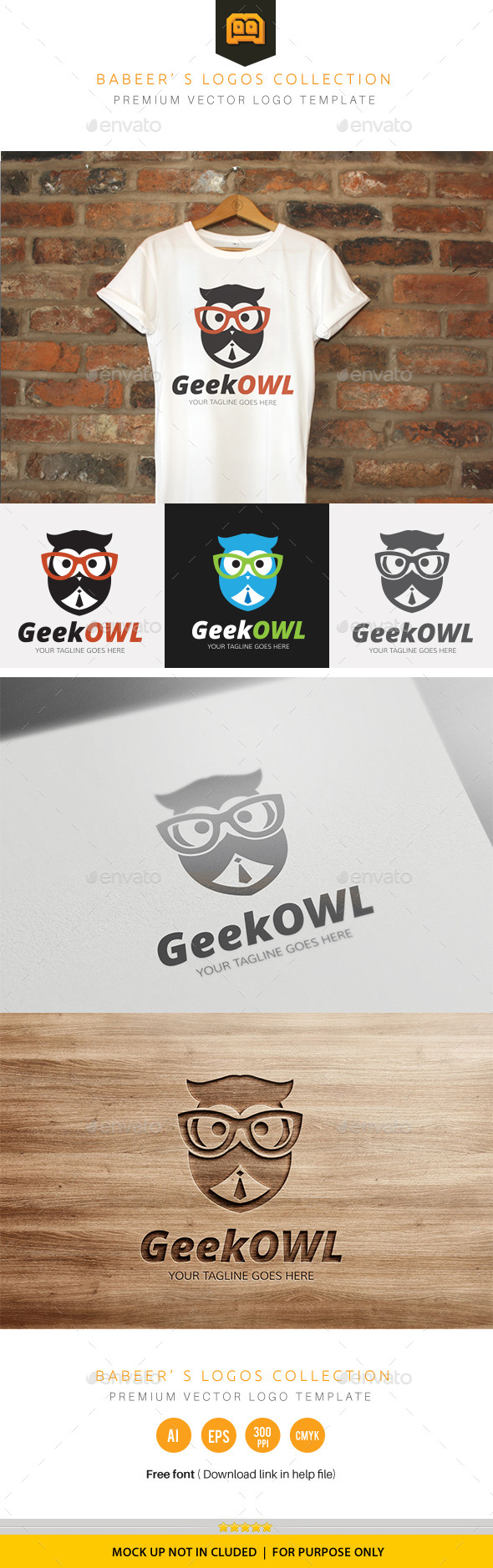 Geek Owl - Animals Logo Templates