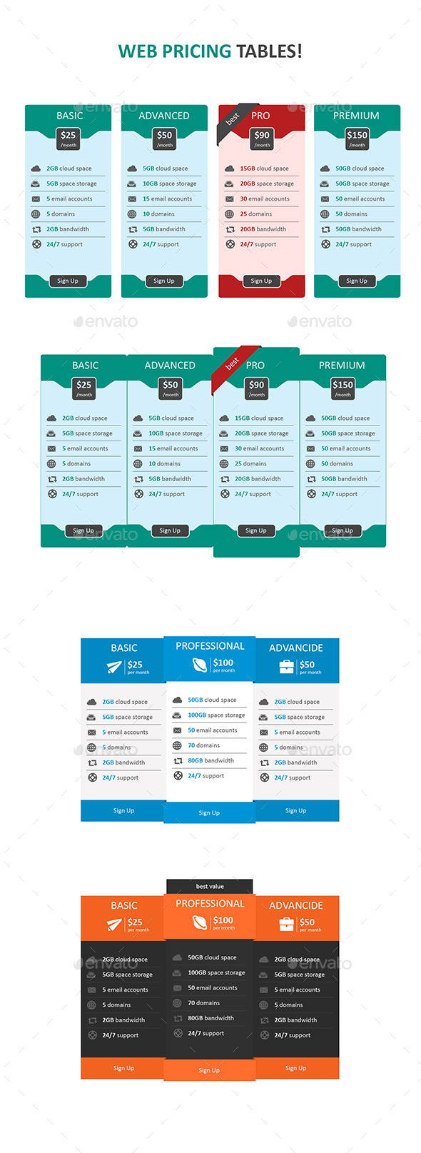 Web Pricing Tables - Tables Web Elements