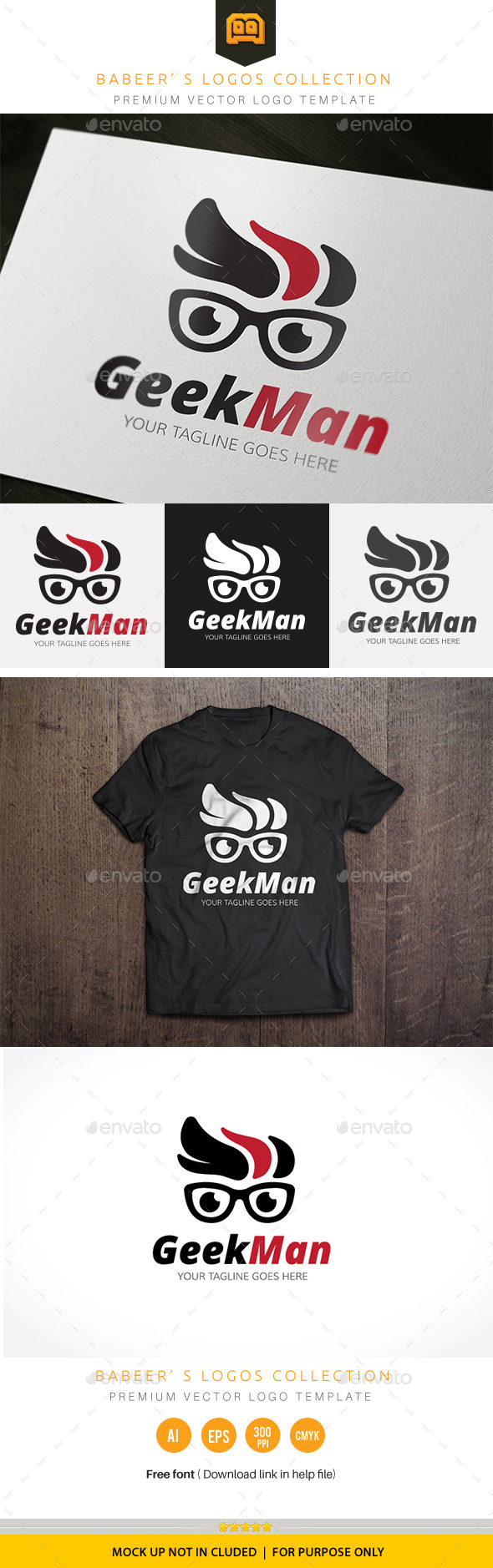 Geek Man - Humans Logo Templates