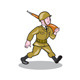 World War Two Soldier American Cartoon Isolated, Vectors 