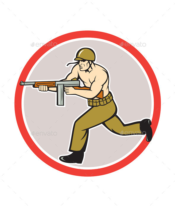 World War Two Soldier American Tommy Gun - People Characters