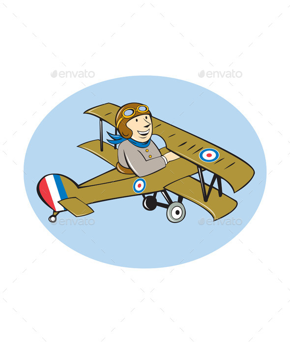 Scout Airplane Cartoon - Travel Conceptual