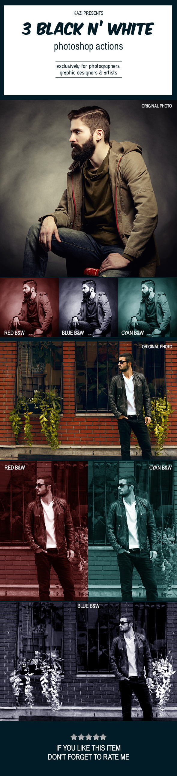 3 B&W Actions - Photo Effects Actions