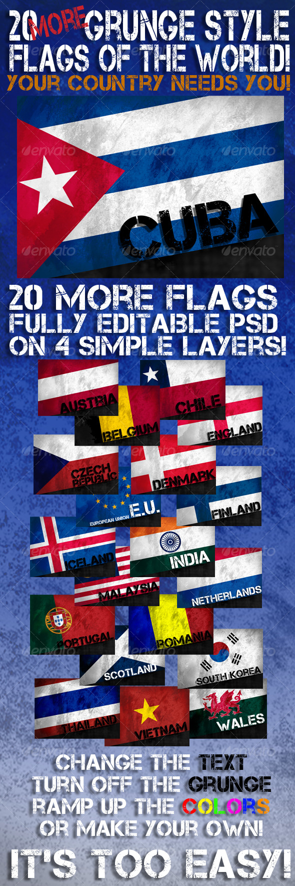 20 More Grunge style Flags of the world! - Miscellaneous Backgrounds