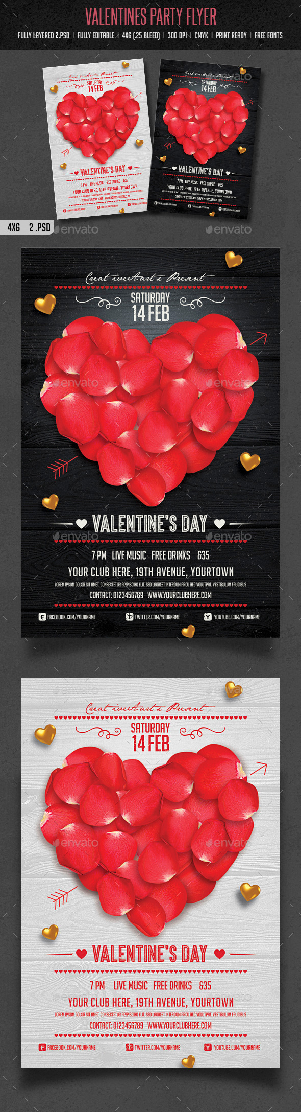 Valentines Day Flyer - Clubs & Parties Events