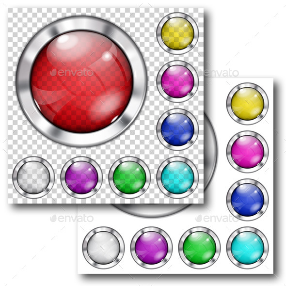 Set of Glass Buttons - Web Elements Vectors