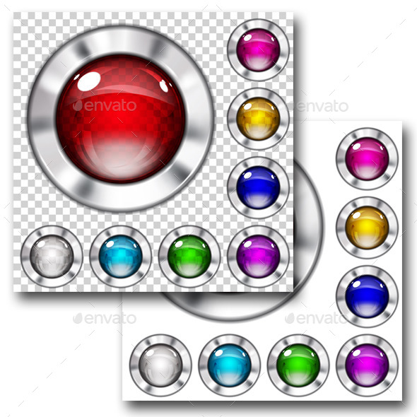 Set of Glass Buttons - Web Elements Vectors