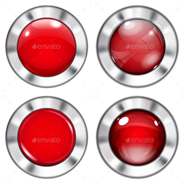 Set of Red Buttons - Web Elements Vectors