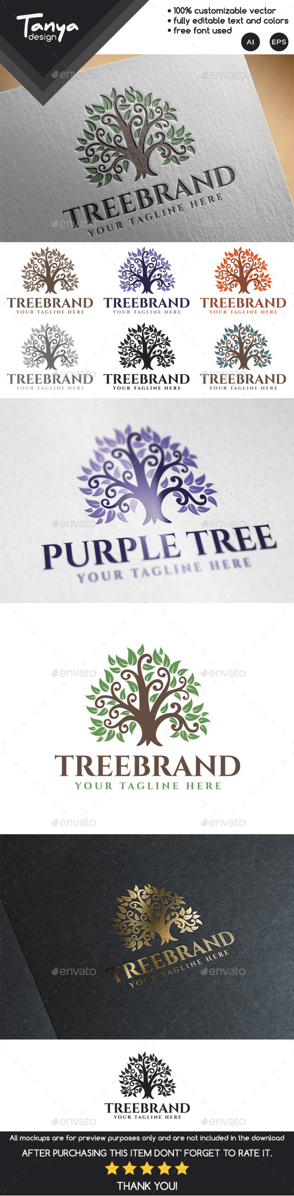 Tree Brand Logo Template - Nature Logo Templates