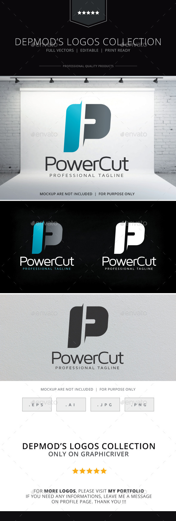 Power Cut Logo - Letters Logo Templates