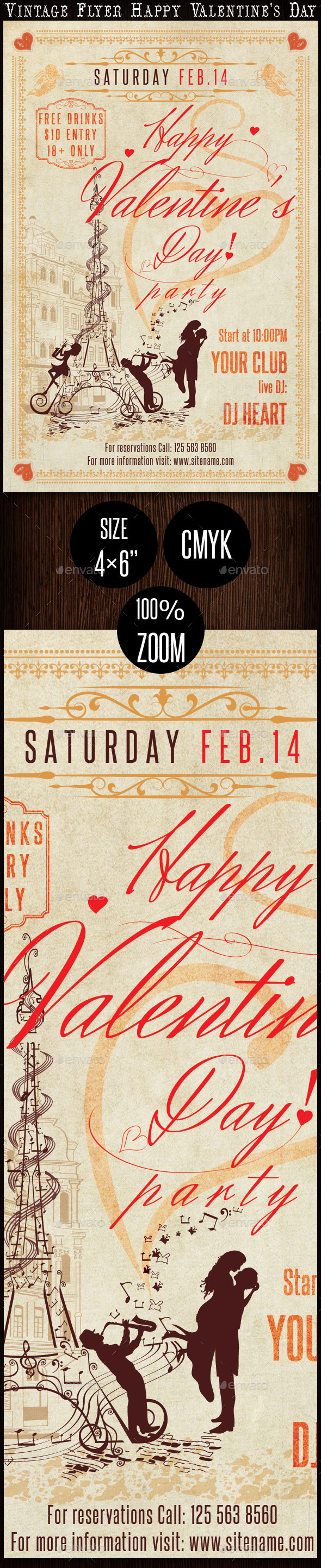Vintage Flyer Happy Valentine's Day - Clubs & Parties Events
