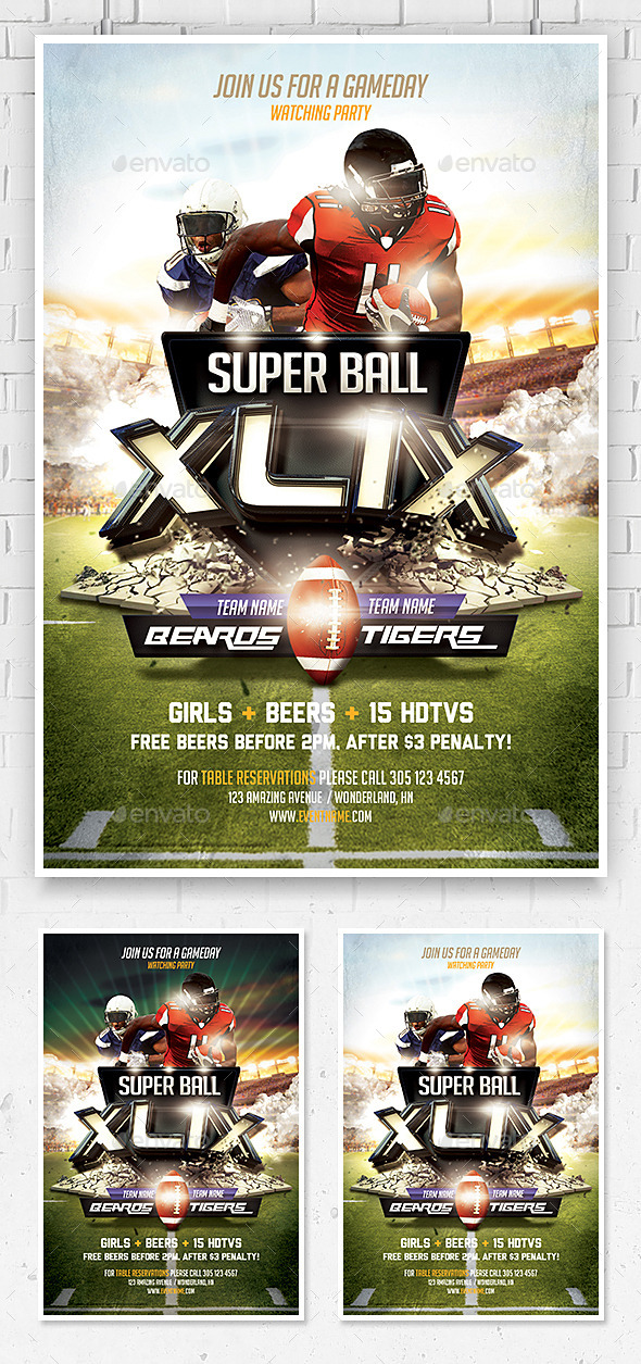Super Ball Football Flyer Template - Sports Events