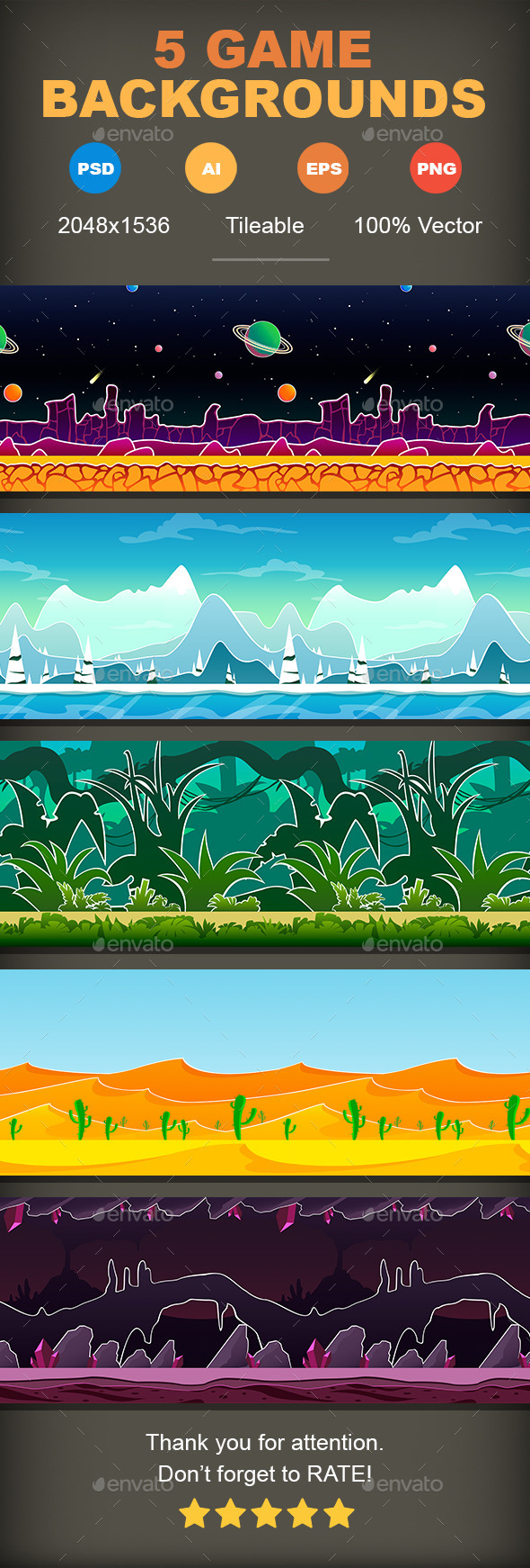 5 Game Backgrounds v2 - Backgrounds Game Assets