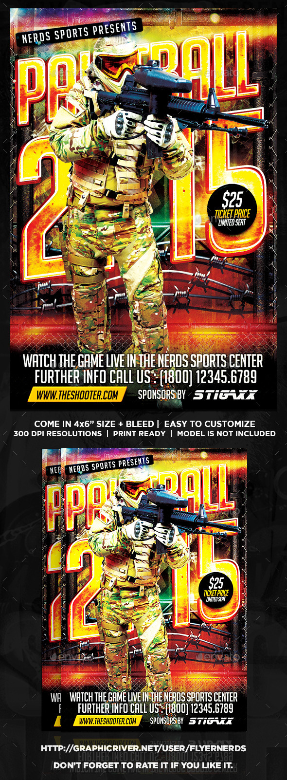 Paintball 2K15 Competition Sports Flyer - Sports Events