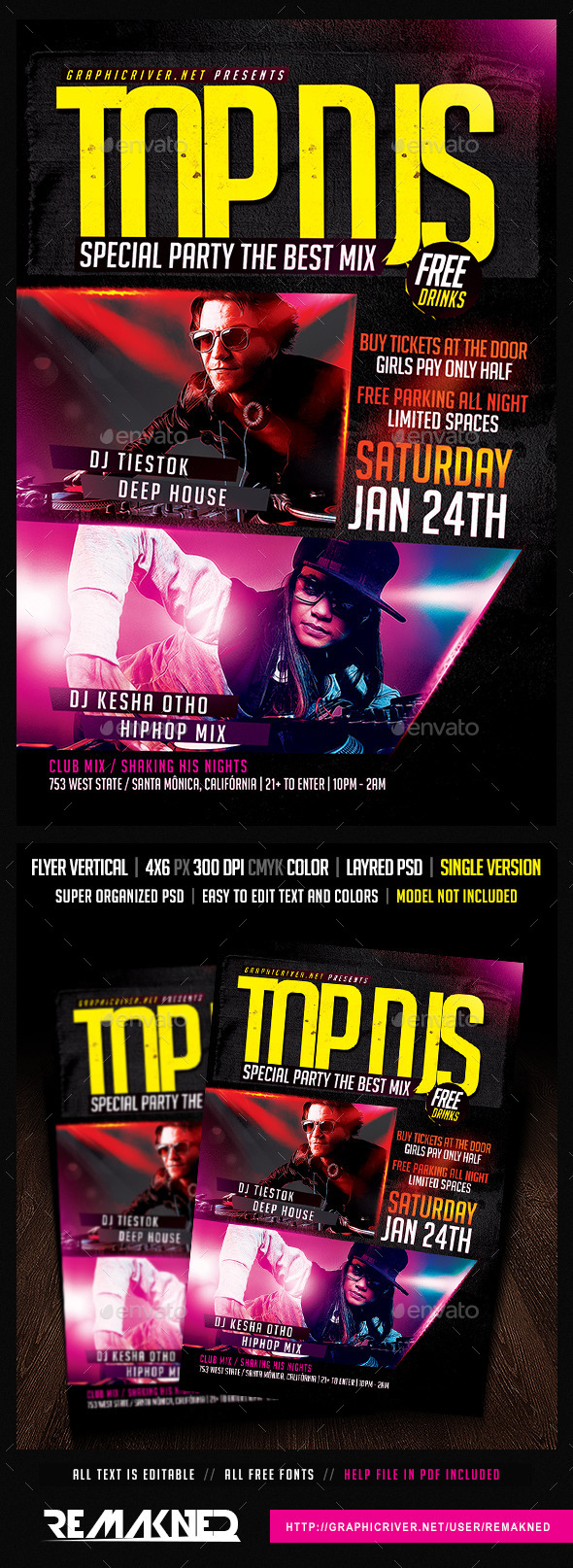 Top DJS Special Party | Flyer Template PSD - Clubs & Parties Events