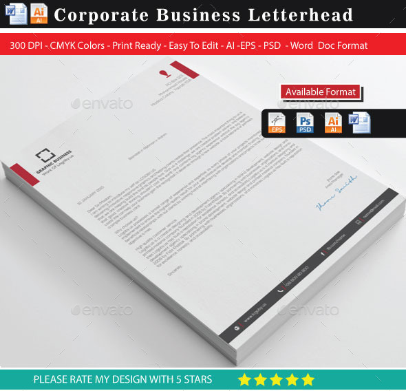 Corporate Letterhead - Stationery Print Templates