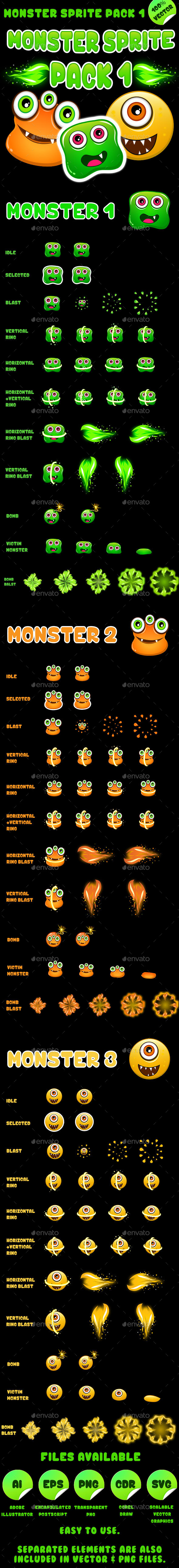 Monster Sprite Pack 01 - Sprites Game Assets