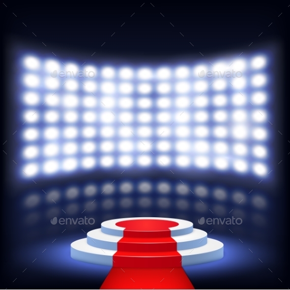 Illuminated Podium for Ceremony with Red Carpet - Business Conceptual