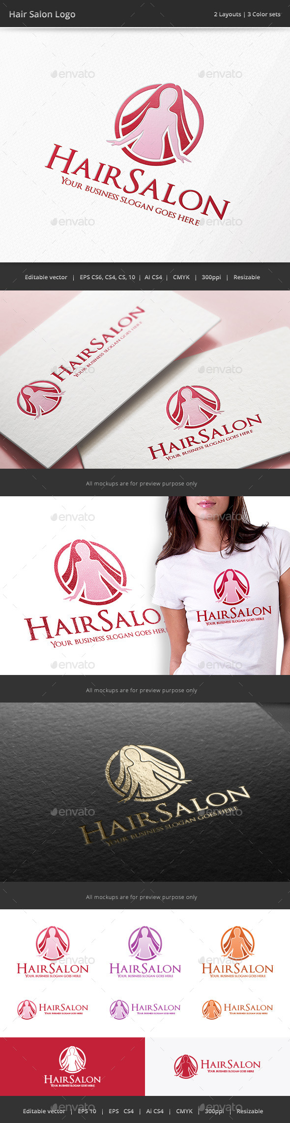 Hair Salon Woman Logo - Humans Logo Templates