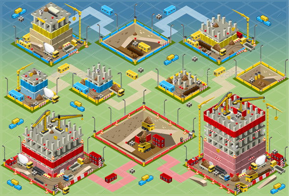Isometric Building Construction Mega Set - Buildings Objects