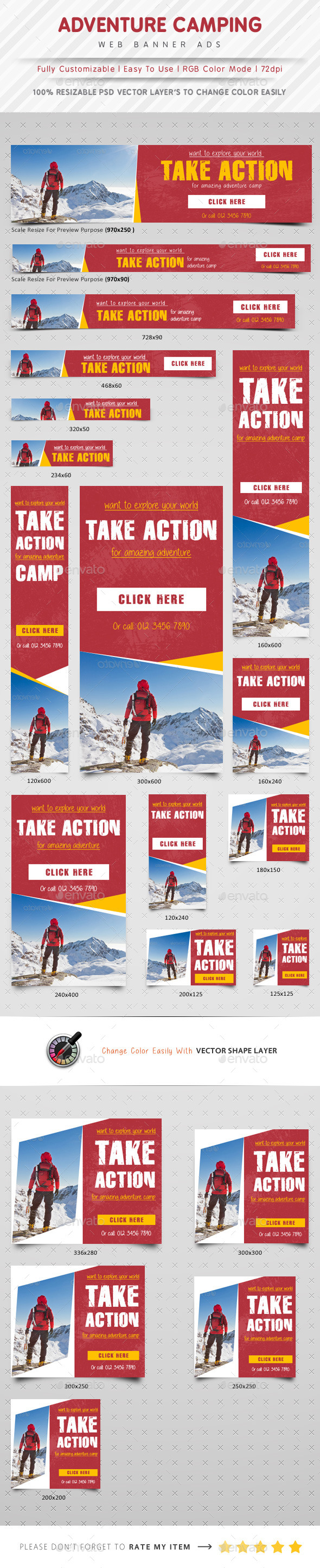 Adventure Camping Web Banner Ads - Banners & Ads Web Elements