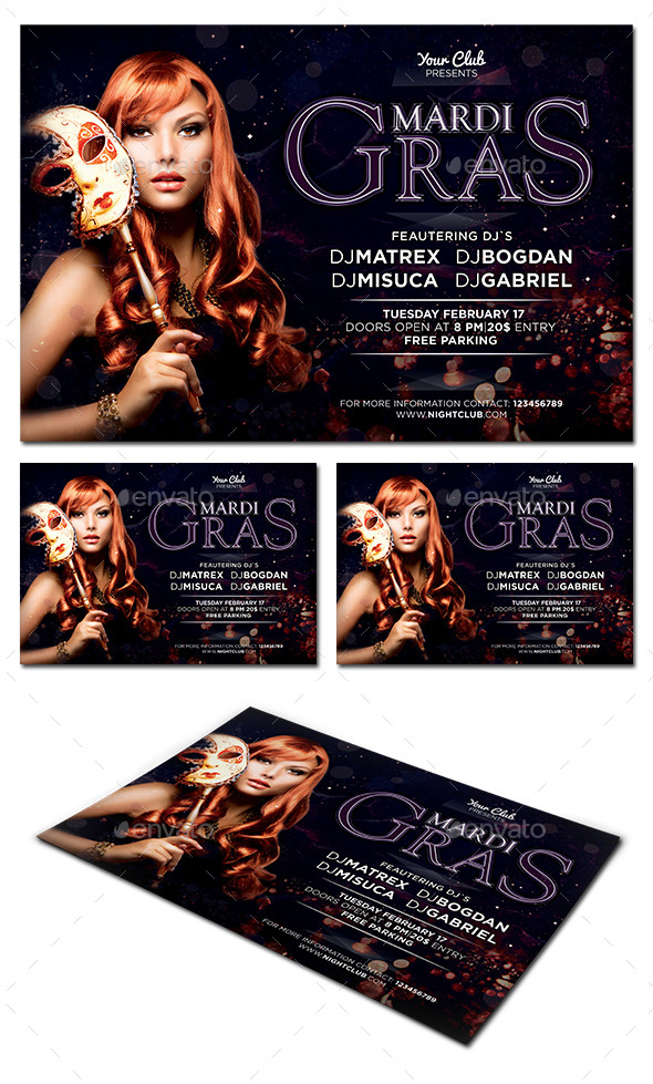 Mardi Gras Party Flyer - Clubs & Parties Events
