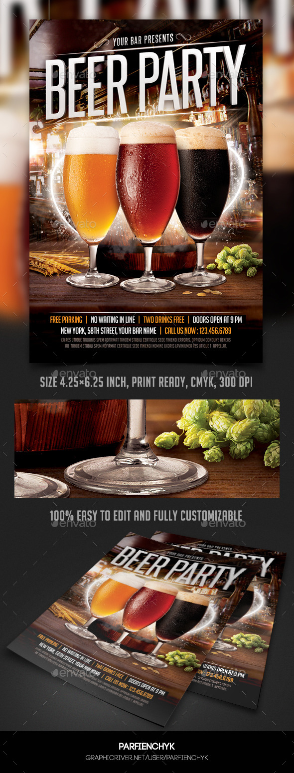 Beer Party Flyer Template - Events Flyers