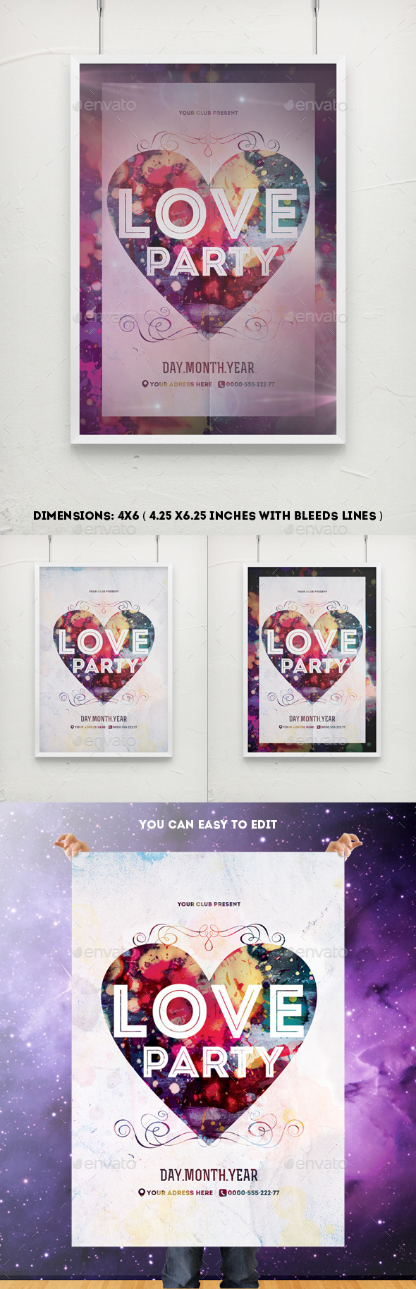 Bright Love Party Poster Template - Clubs & Parties Events