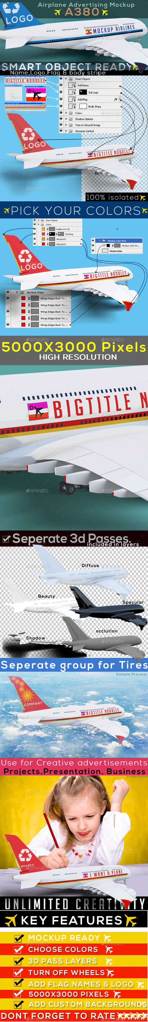 Airplane Advertising Mockup 02 - A380 - Miscellaneous Print