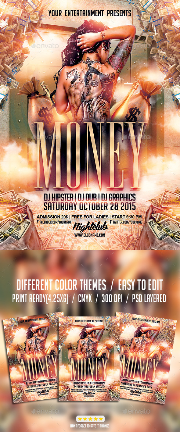 Cash Money Party | Flyer PSD Template - Events Flyers