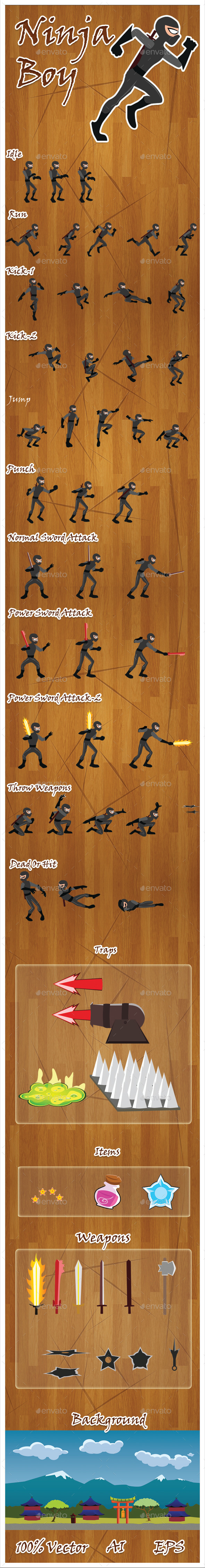 NinjaBoy Game Assets - Sprites Game Assets