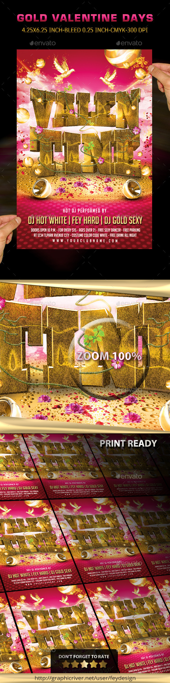 Gold Valentine Party Flyer - Clubs & Parties Events