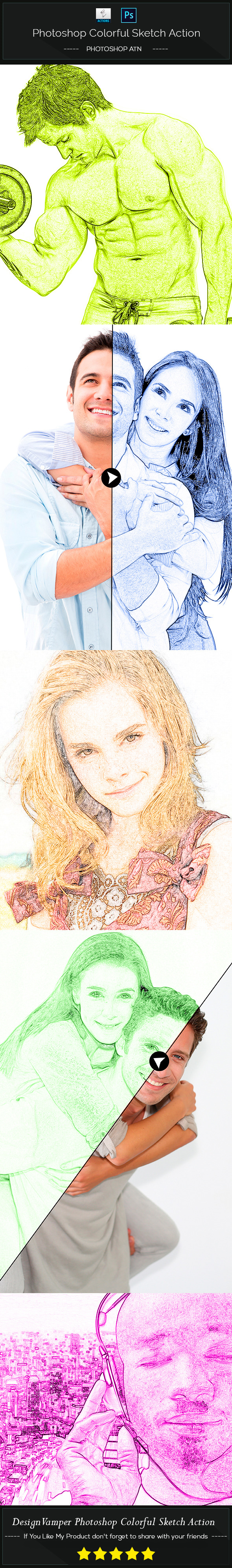 Photoshop Colorful Sketch Action - Photo Effects Actions