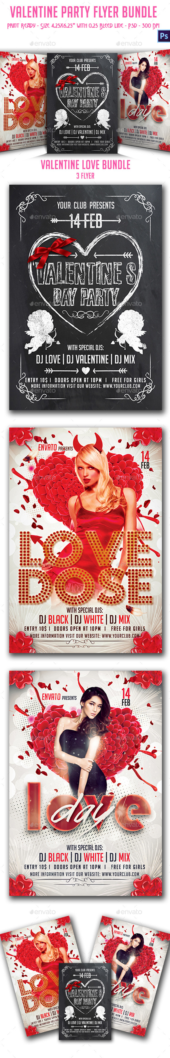 Valentine's Day Party Flyer Bundle - Holidays Events