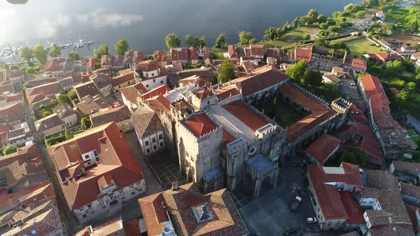 Cathedral City Tuí at Morning Day Spain Aerial view alt