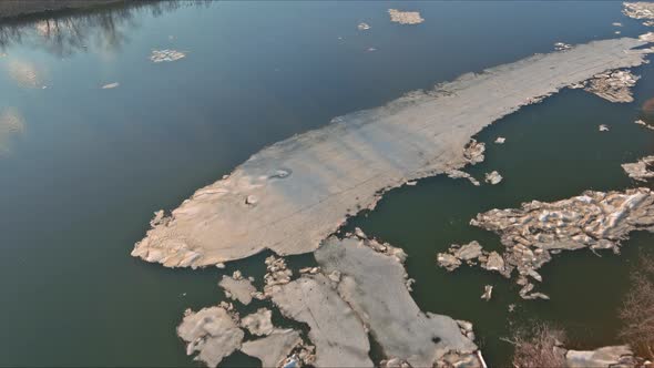 Early Spring Breaking Ice Float Down the Stream Small Breaking on the River alt