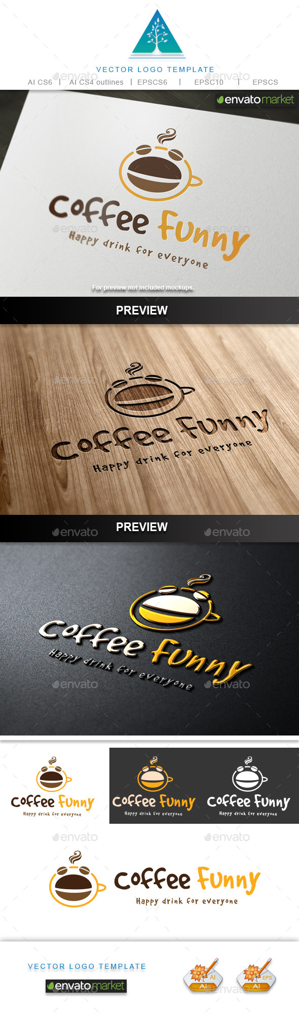 Coffee Funny Logo - Food Logo Templates