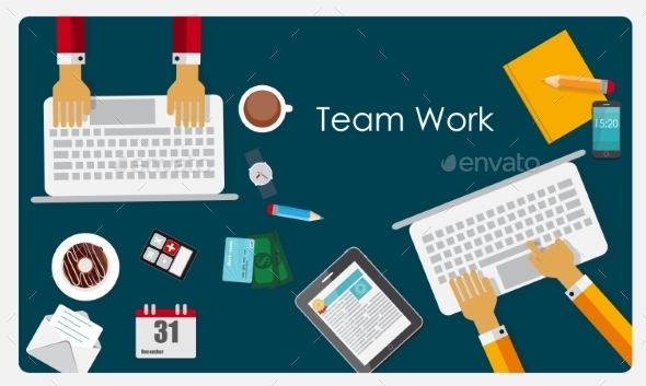 Team Work Flat Concept - Web Technology