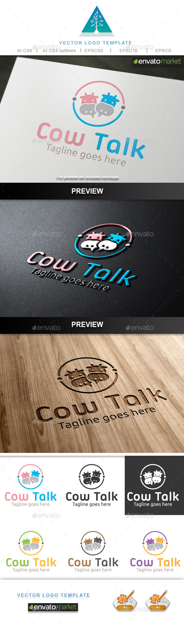 Cow Talk Logo - Animals Logo Templates