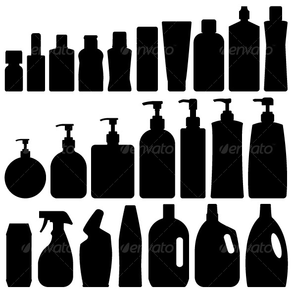 Bathroom Bottles Silhouette Set Vector - Characters Vectors